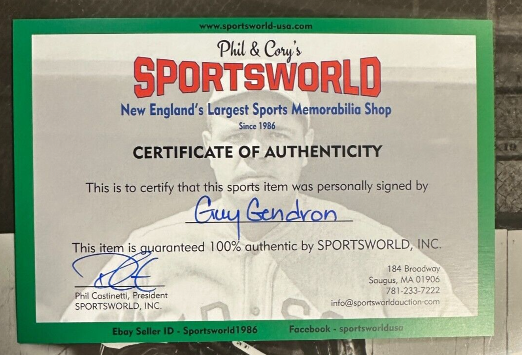 Guy Gendron Autographed Vintage New York Rangers 8x10 Photo NHL