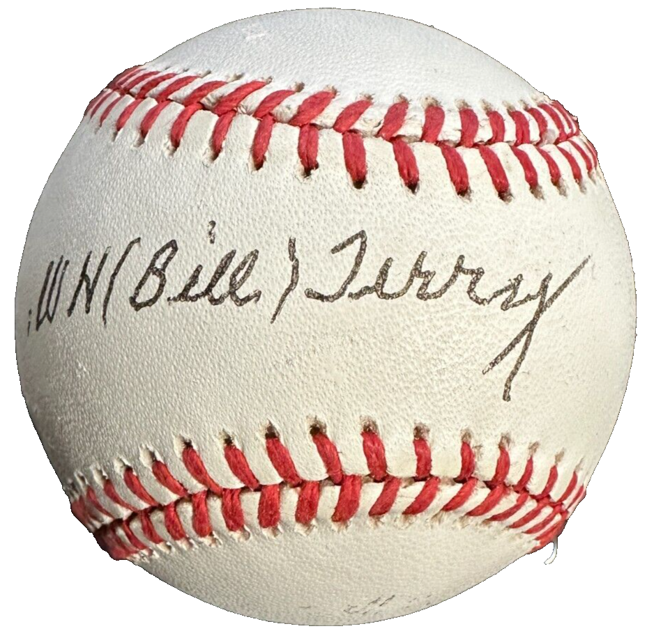 Bill Terry Autographed National League Baseball New York Giants HOF BAS