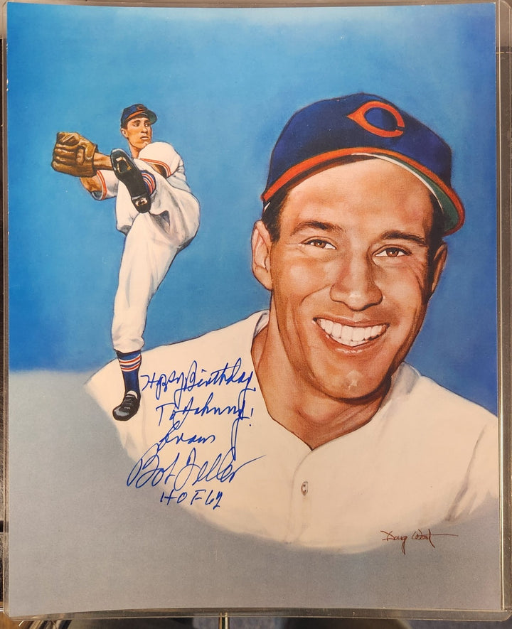 Bob Feller Autographed Inscribed 8x10 Photo Cleveland Indians HOF COA