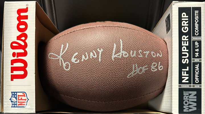 Ken Houston Autographed Wilson NFL Football W/ HOF 89 Houston Oilers