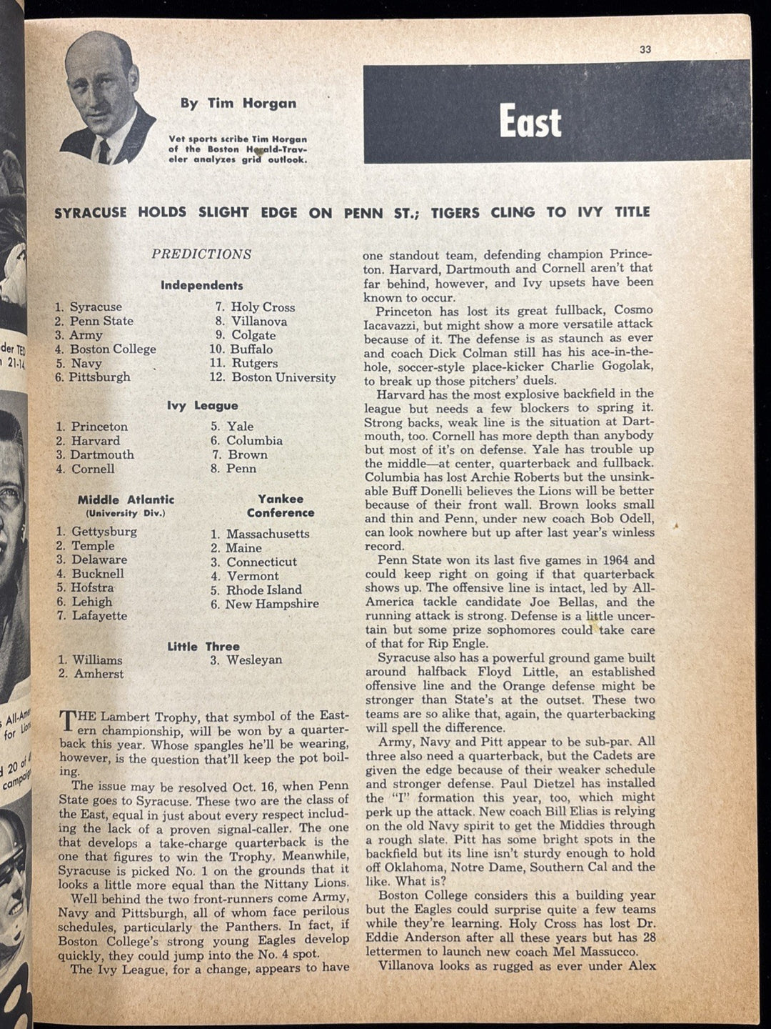 1965 Street & Smiths Football Yearbook Roger Bird Kentucky 