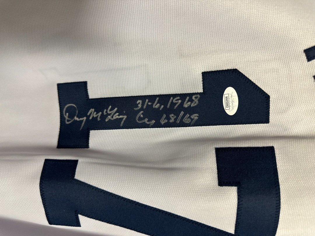 Denny McLain Autographed Detroit Tigers Replica Jersey W/ 31-6 1968 CY 68-69 JSA