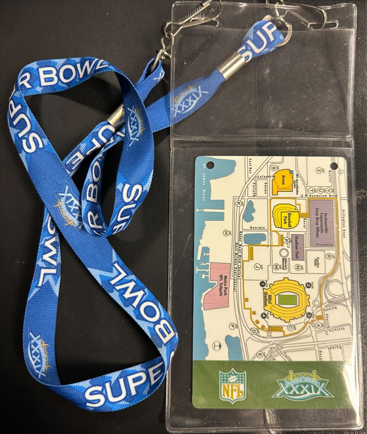 Super Bowl XXXIX Official Media Press Pass Badge & Lanyard