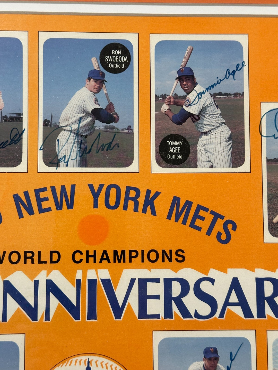 1969 New York Mets 20th Anniversary Autographed Print Framed Koosman Agee Jones