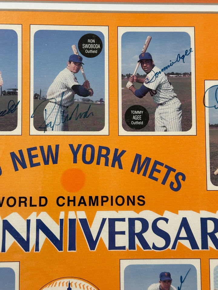 1969 New York Mets 20th Anniversary Autographed Print Framed Koosman Agee Jones