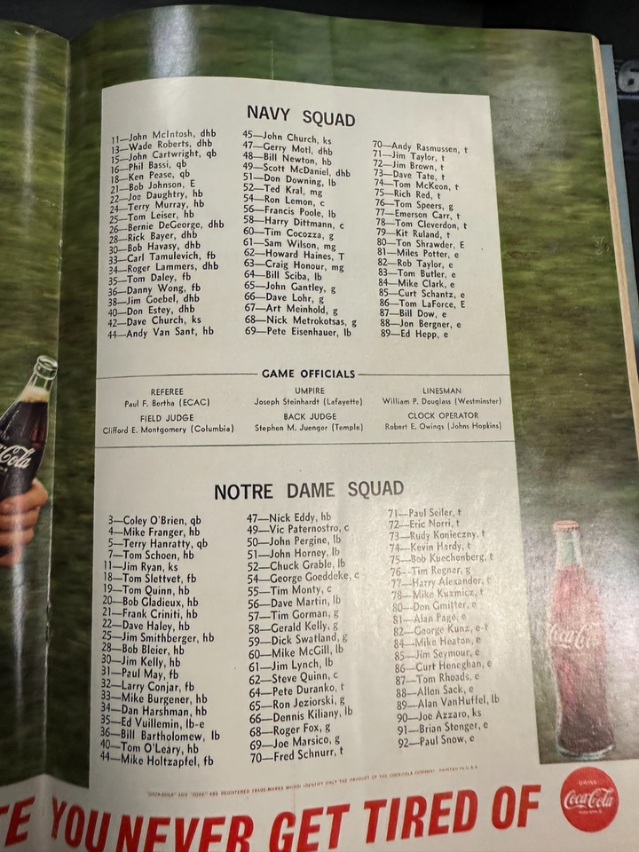 October 29, 1966 Navy Vs Notre Dame Football Program 31-7 Fighting Irish