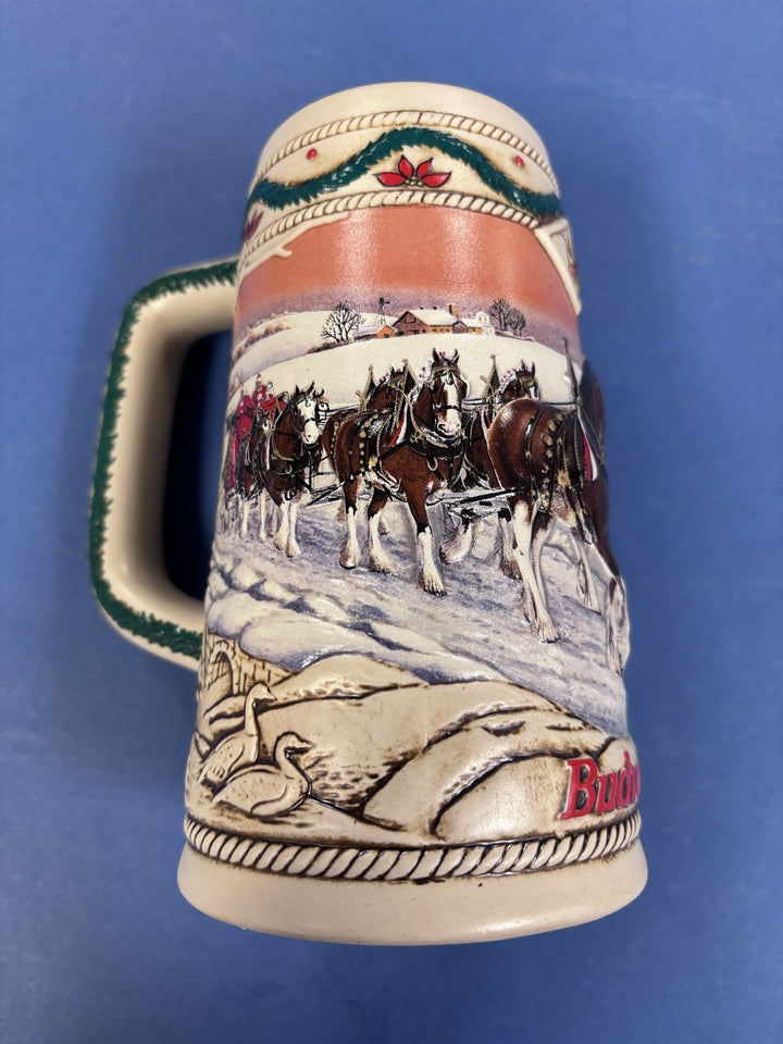 1996 Budweiser Holiday Christmas Stein Mug Collector Series