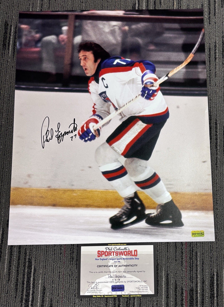 Phil Esposito Autographed New York Rangers 16x20 Photo HOF
