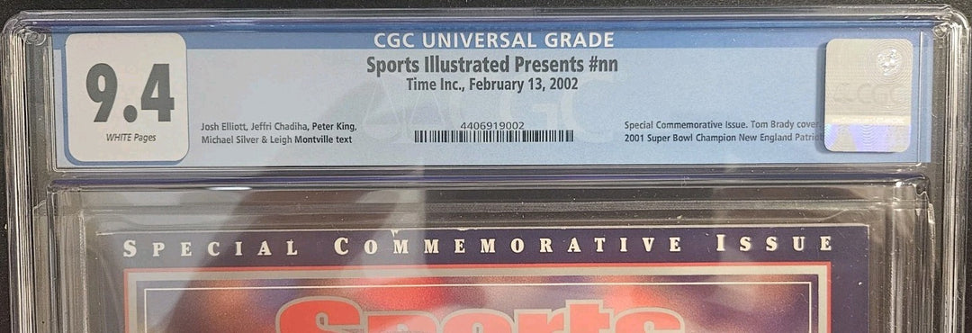 Tom Brady 2001 Super Bowl Champion Commemorative Sports Illustrated CGC 9.4