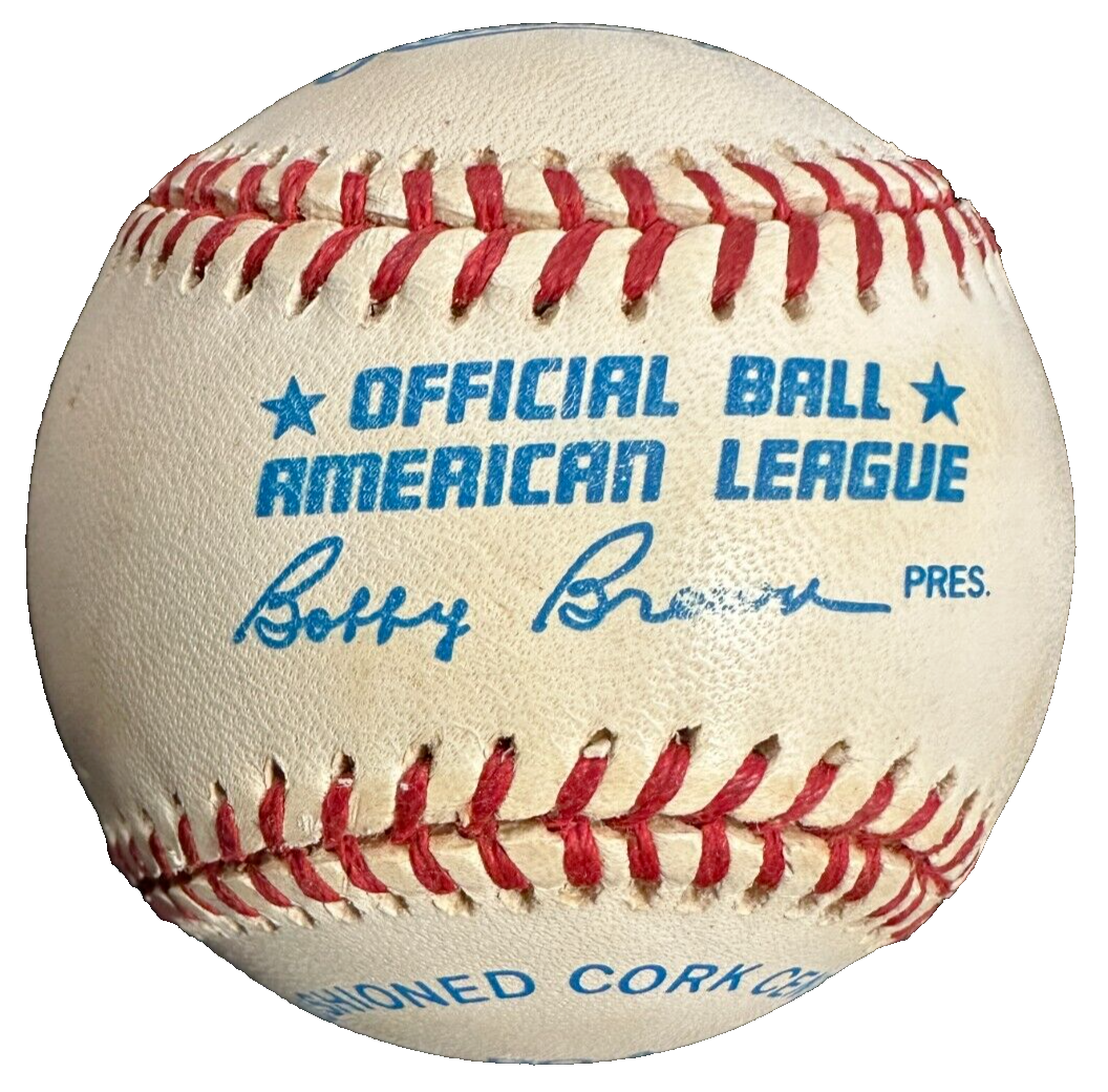 Al Kaline Autographed Bobby Brown American League Baseball HOF Tigers