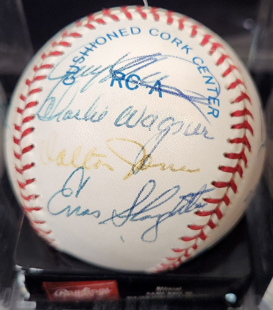 Old Timers Signed AL Baseball Carl Yastrzemski Enos Slaughter Doerr HOF Ect. COA