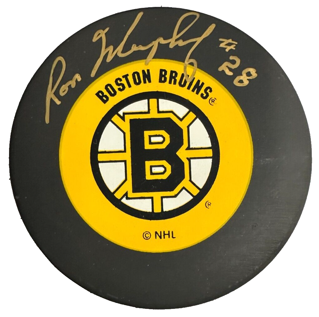 Ron Murphy Autographed Boston Bruins Hockey Puck NHL