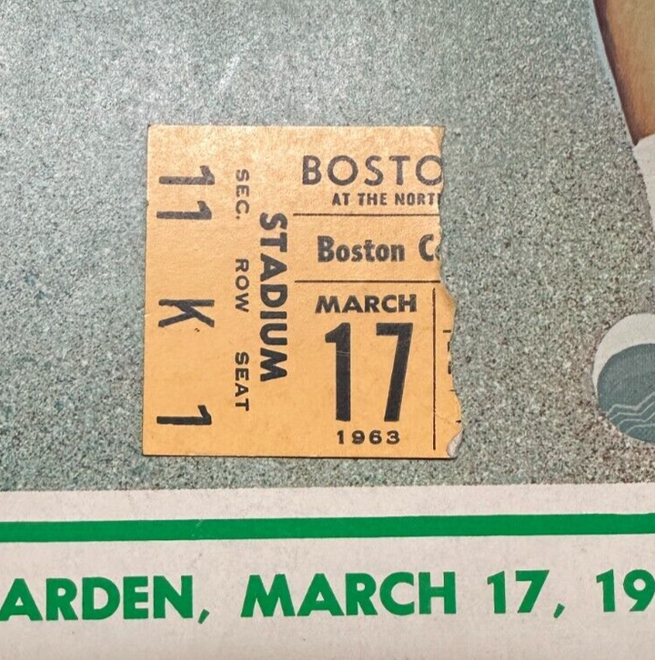 Bob Cousy Day 3/17/1963 Boston Celtics vs Syracuse Nationals Program & Ticket St