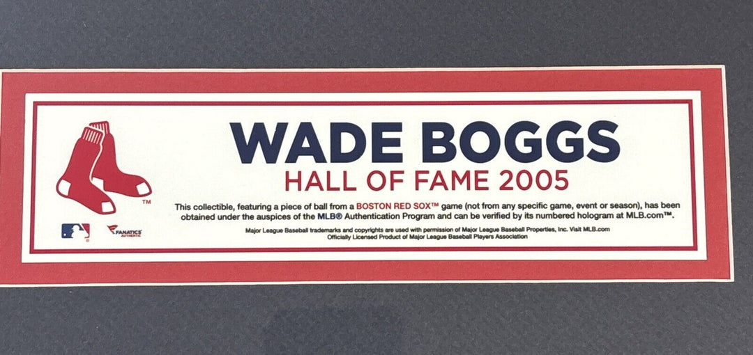 Wade Boggs Signed 16x20 With Piece Of Game Used Ball Fanatics MLB Boston Red Sox