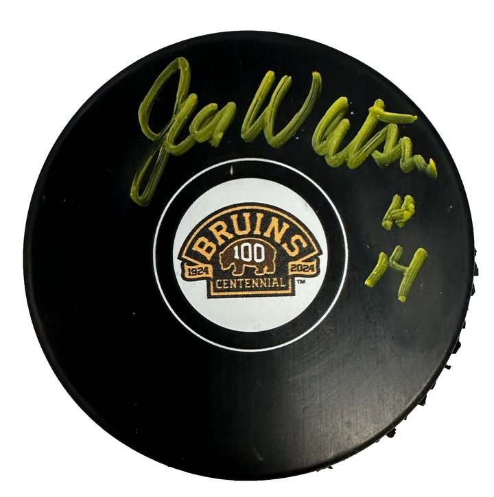 Joe Watson Autographed Boston Bruins 100th Anniversary Puck NHL