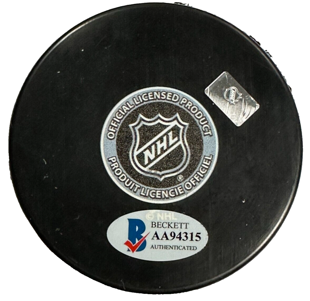 Ed Sanford Autographed Boston Bruins Hockey Puck W/ 5x All-Star BAS