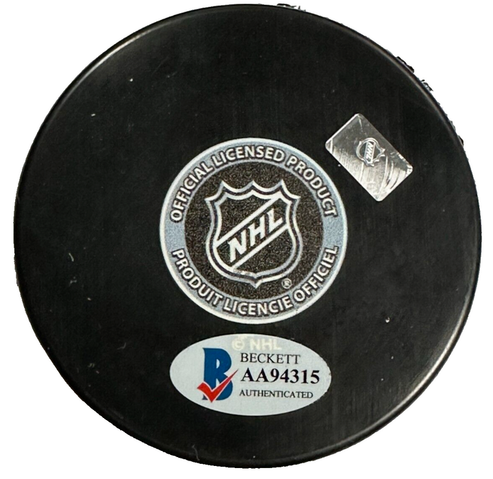 Ed Sanford Autographed Boston Bruins Hockey Puck W/ 5x All-Star BAS