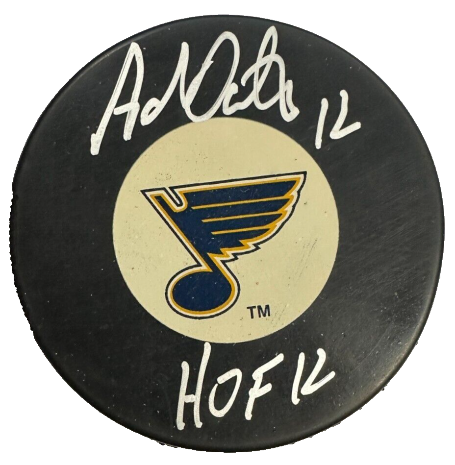 Adam Oates Autographed St. Louis Blues Hockey Puck W/ HOF 2012