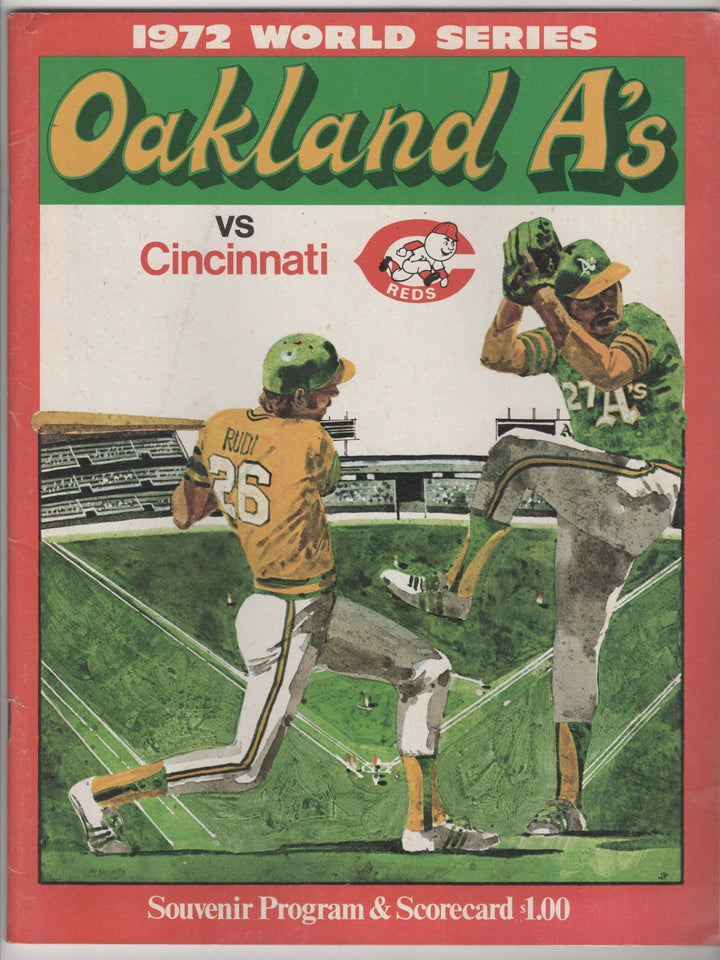 1972 World Series Program Oakland A's & Cincinnati Reds Game 3 Scored