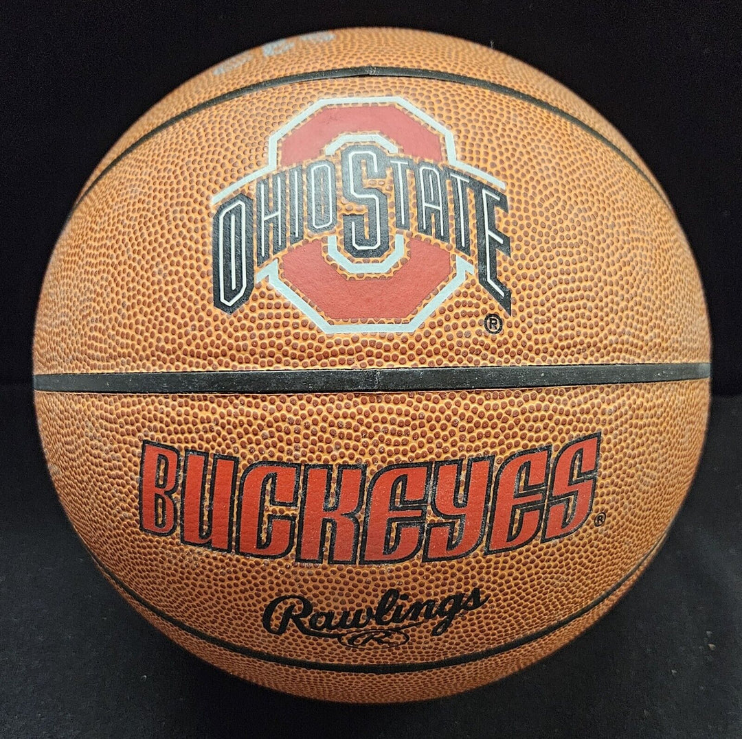 Clark Kellogg Autographed Buckeyes Basketball & 2003 NBA Playoff Press Pass