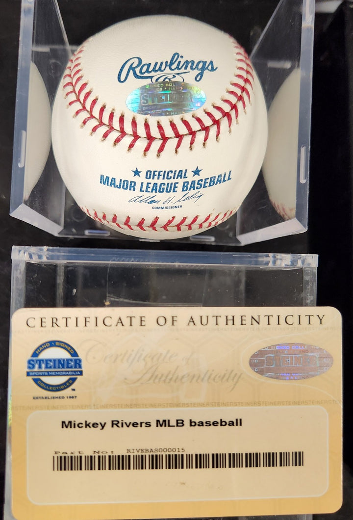 Mickey Rivers Signed Major League Baseball New York Yankees Steiner COA
