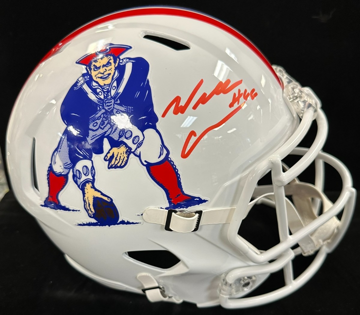 Will Campbell Signed New England Patriots Throwback Full Size Replica Helmet JSA