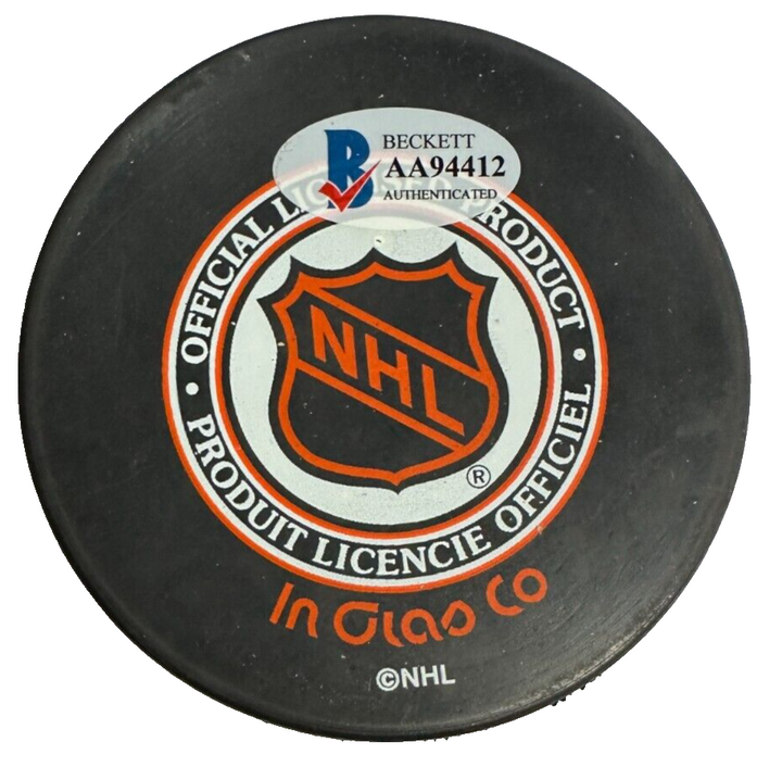 Dick Redmond Autographed Chicago Black Hawks Hockey Puck BAS