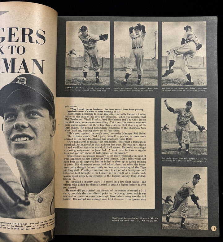 August 1950 Sports Stars Art Houtteman Detroit Tigers Cover