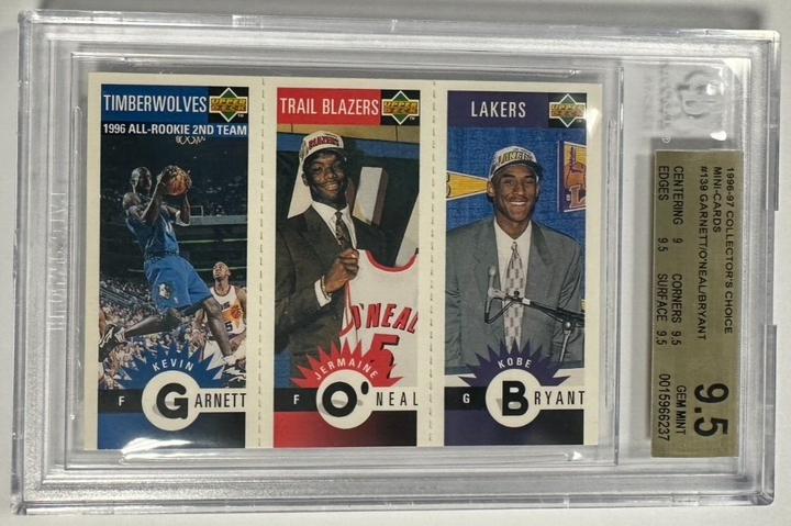 1996-97 Collector's Choice Kevin Garnett, Kobe Bryant O'Neal Rookie Card BGS 9.5