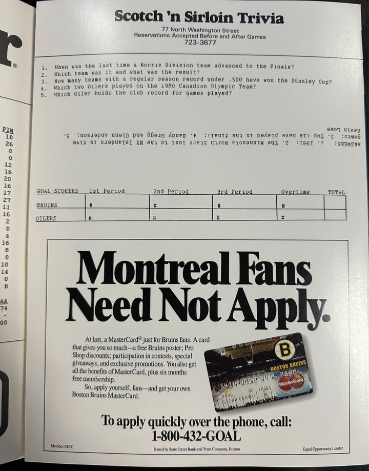 Gordie Howe Autographed 1990 Boston Bruins & Edmonton Oilers Stanley Cup Program