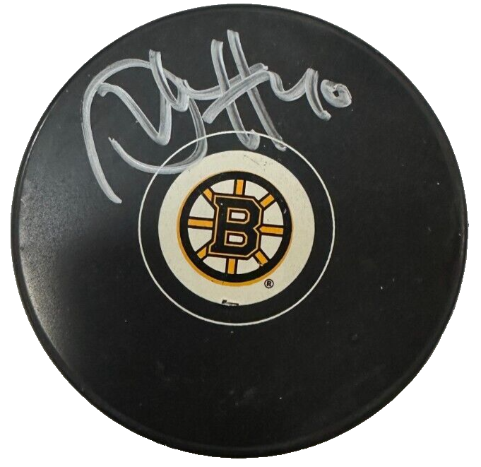 Bruce Shoebottom Autographed Boston Bruins Hockey Puck