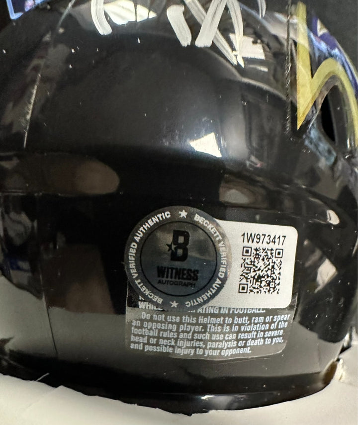 Ray Lewis Autographed Baltimore Ravens Mini Helmet BAS COA
