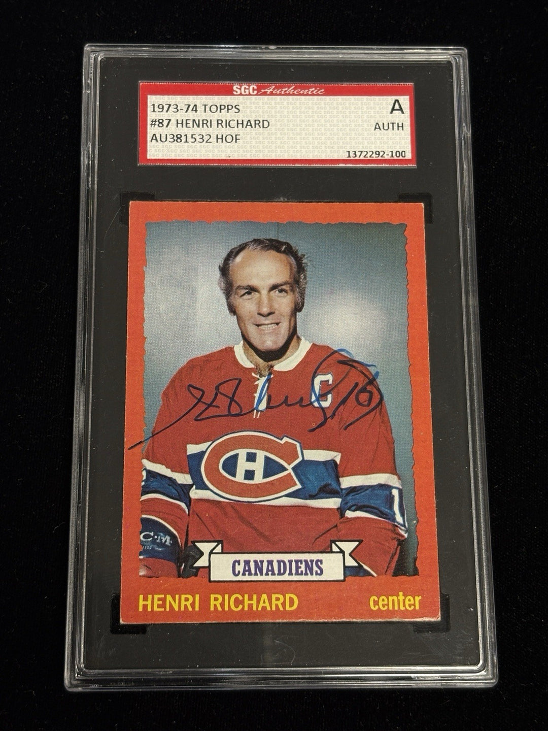 1973-74 Topps Henri Richard Signed Auto SGC Authentication Montreal Canadians