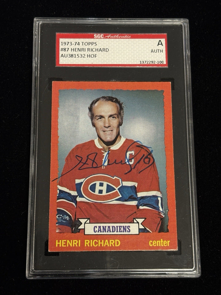 1973-74 Topps Henri Richard Signed Auto SGC Authentication Montreal Canadians