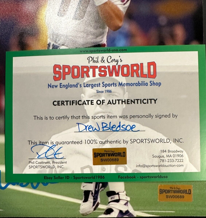Drew Bledsoe Autographed New England Patriots 8x10 Photo NFL