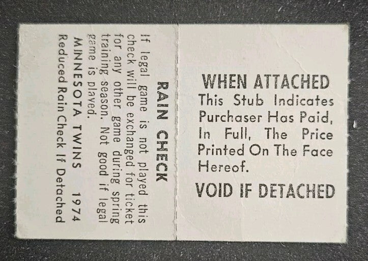 3/24/74 Red Sox vs. Twins Spring Training Program & Ticket Stub