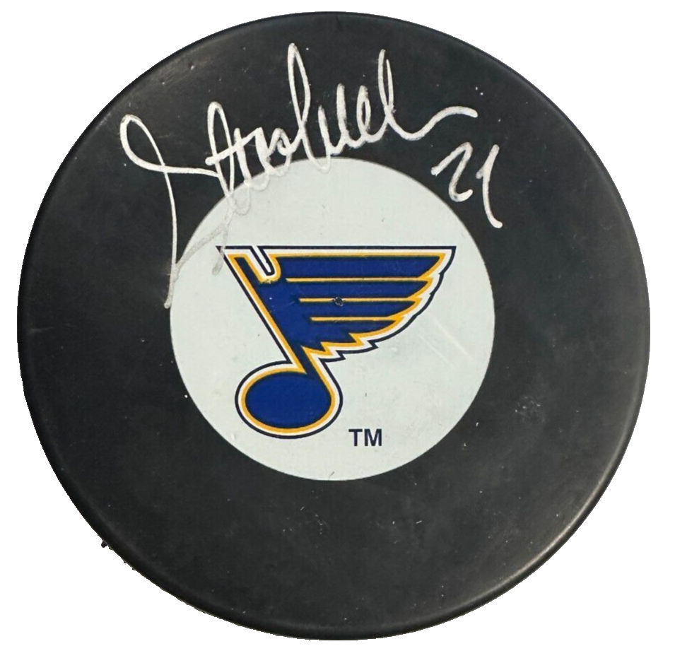 Steve Leach Autographed St. Louis Blues Hockey Puck BAS NHL