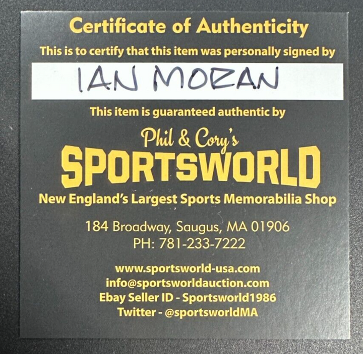 Ian Moran Autographed Boston Bruins Hockey Puck NHL