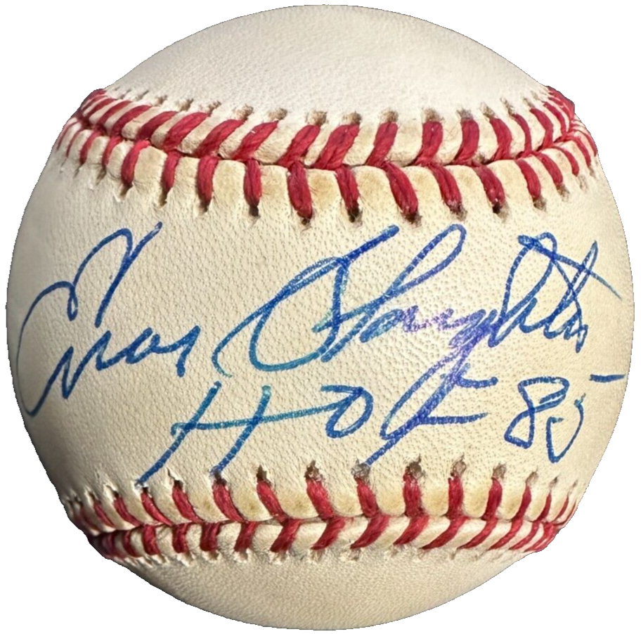 Enos Slaughter Autographed National League Baseball W/ HOF 85 Insc