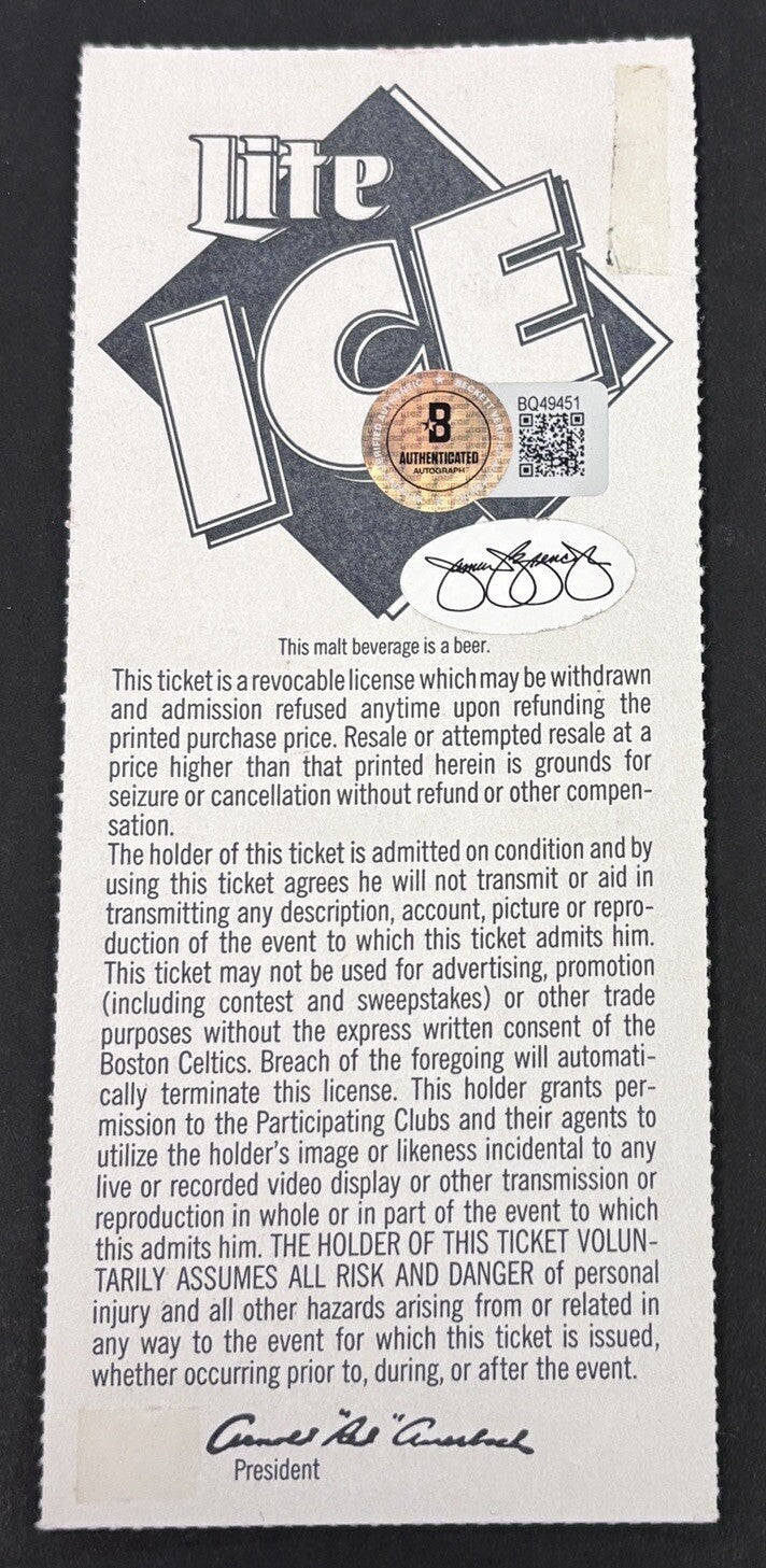 Red Auerbach Signed Ticket Stub Personalized Beckett Hologram Boston Celtics