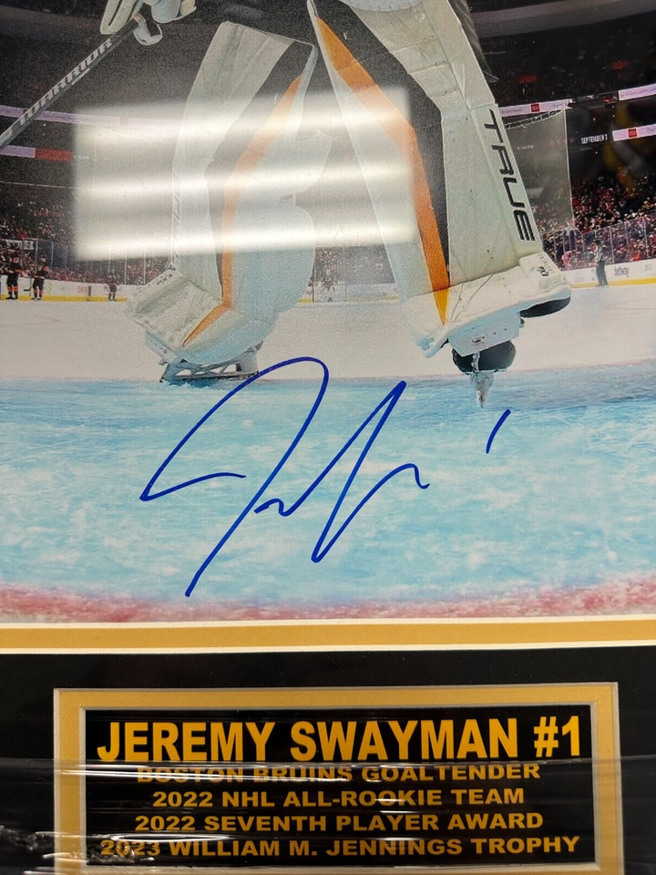 Jeremy Swayman Autographed 16x20 Photo Boston Bruins NHL