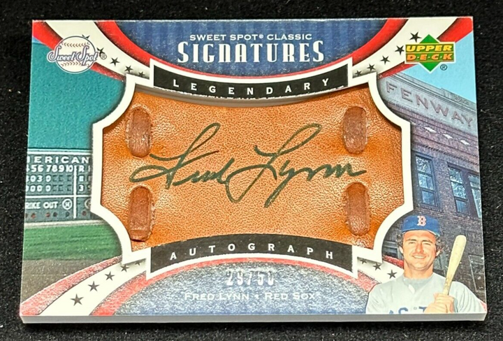 2007 UD Sweet Spot Classic Signatures Fred Lynn Autographed Glove Card 29/50