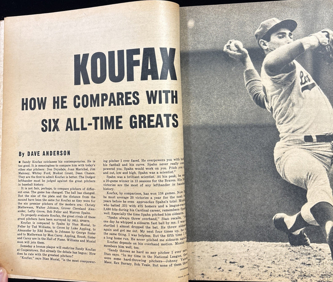 March 1966 DELL SPORTS MAGAZINE SANDY KOUFAX DODGERS 1966 SEASON PREVIEW