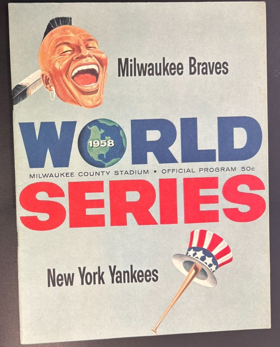 1958 World Series Program New York Yankees vs Milwaukee Braves