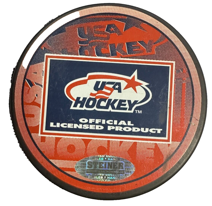 Mike Richter Autographed Team USA Hockey Puck Steiner Sports