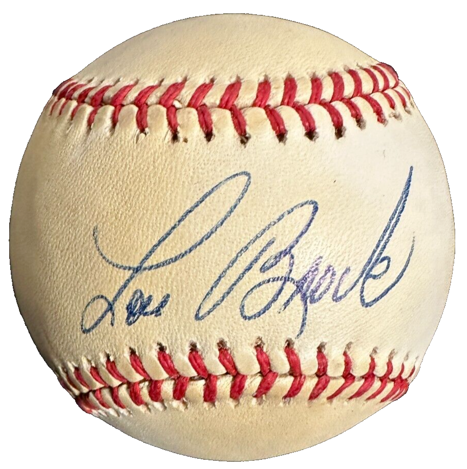 Lou Brock Autographed Official National League Baseball HOF Cardinals BAS