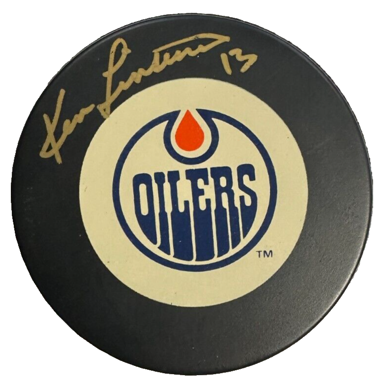 Ken Linesman Autographed Edmonton Oilers Hockey Puck BAS