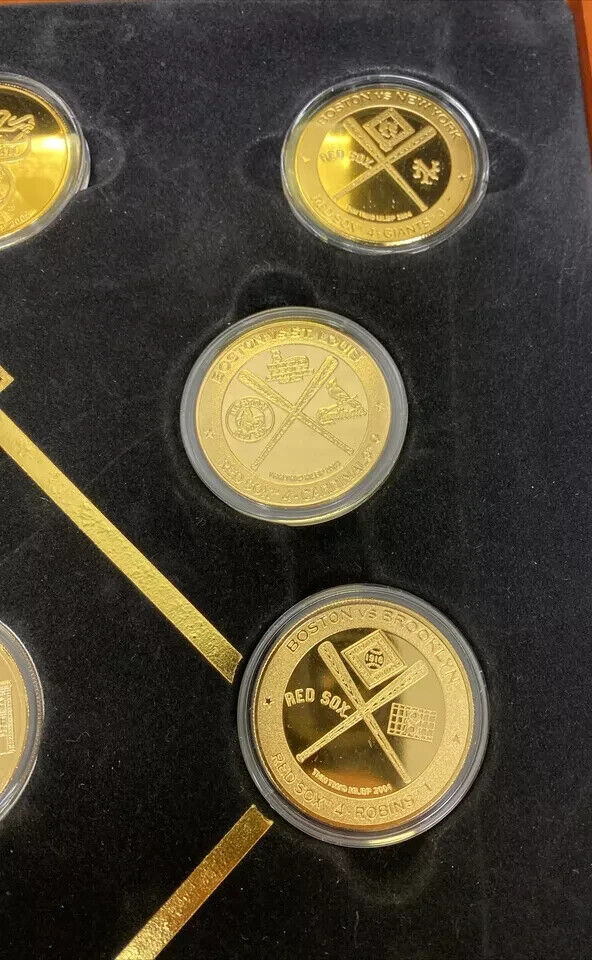 Highland Mint Boston Red Sox Commemorative Coin Set Dirt World Series Wooden Box