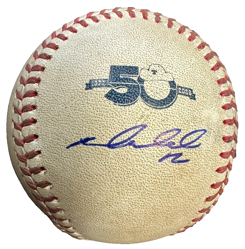 Mike Napoli Autographed Texas Rangers 50th Anniversary Game Baseball JSA