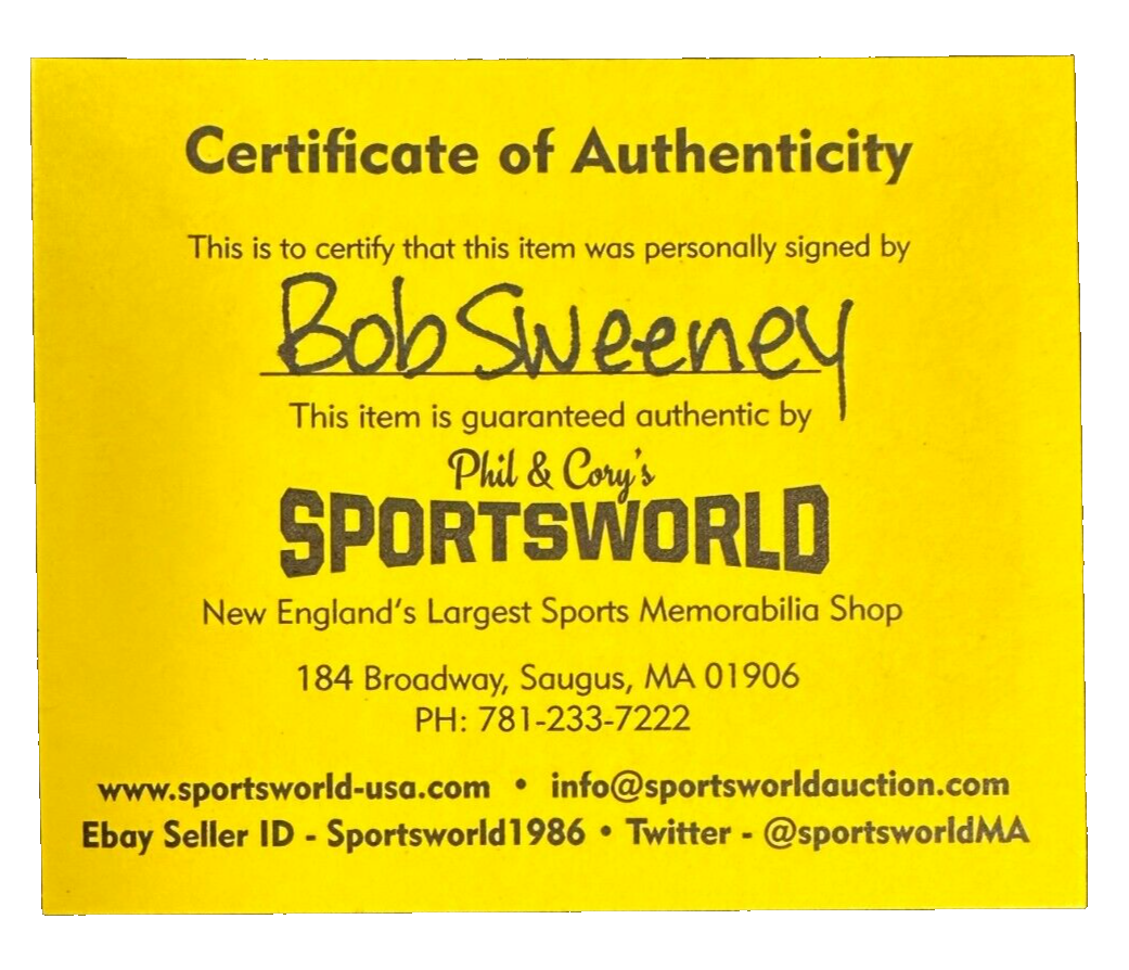 Bob Sweeney Autographed Boston Bruins 100th Anniversary Hockey Puck NHL